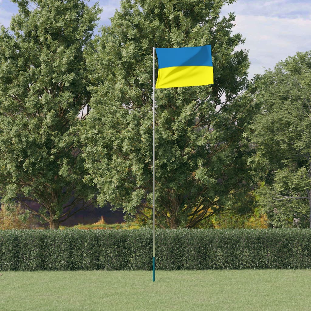 Ukrainsk flagg og stang 5,55 m aluminium