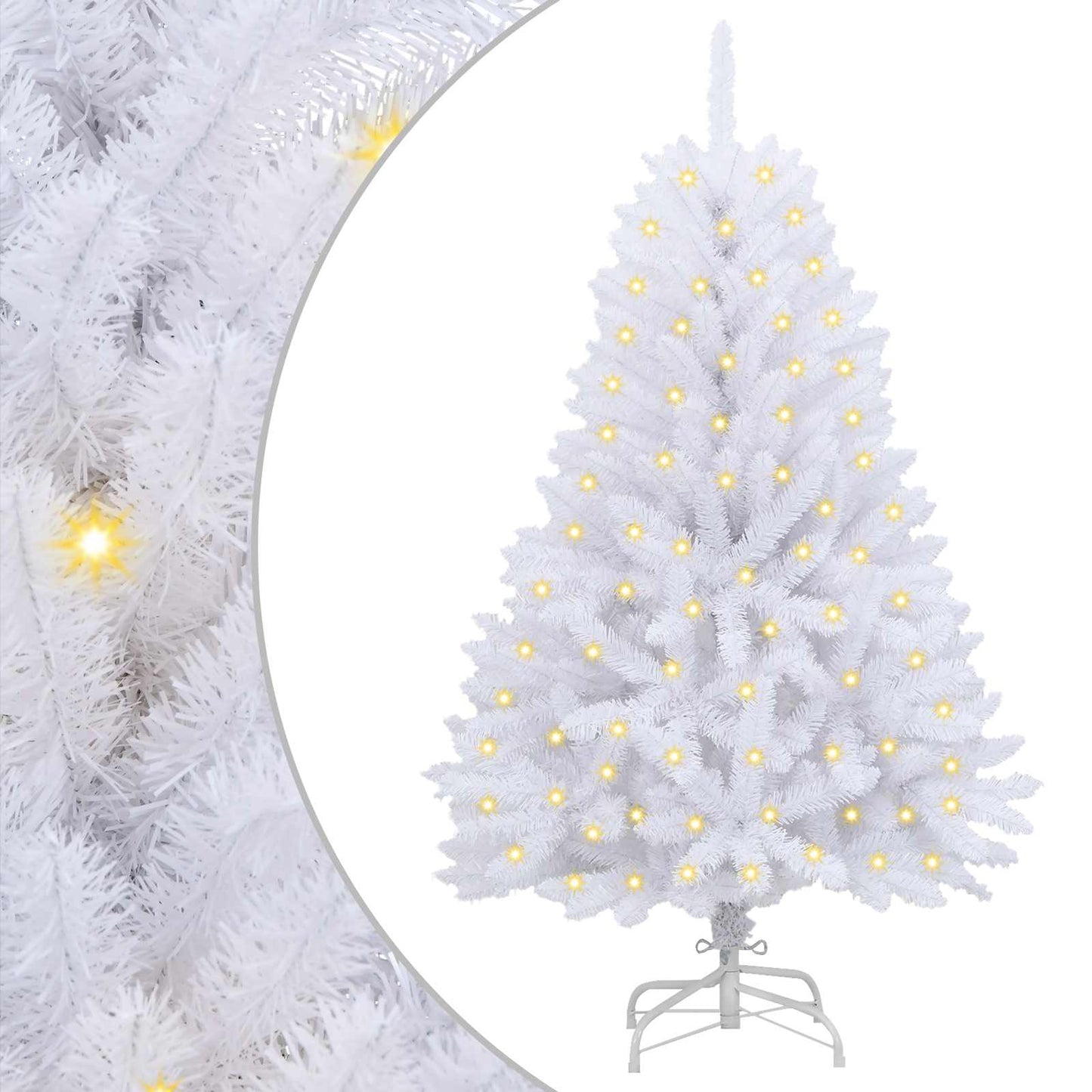 Kunstig juletre med 150 LED Hvit 120 cm PVC og metall