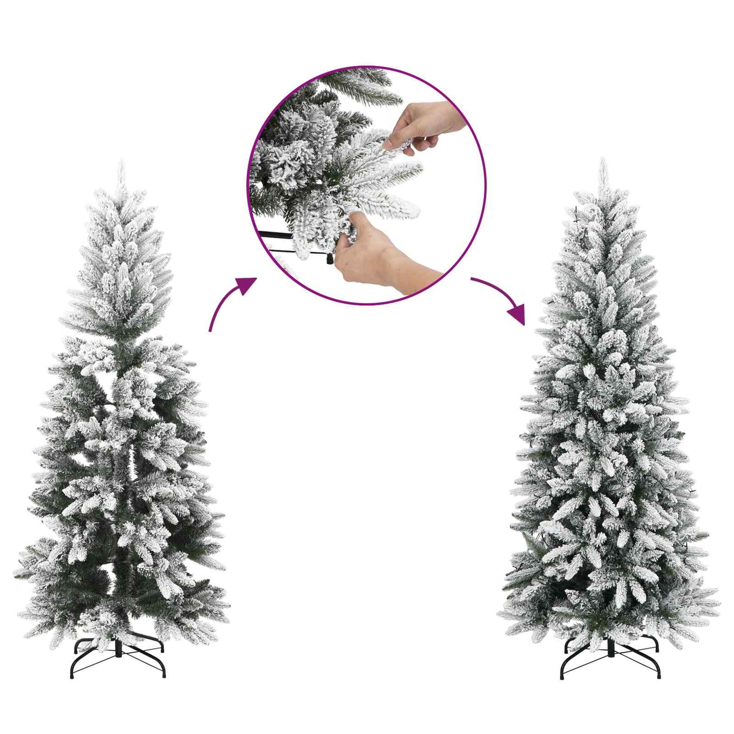 Kunstig juletre med 150 LED Hvit 120 cm PVC og metall