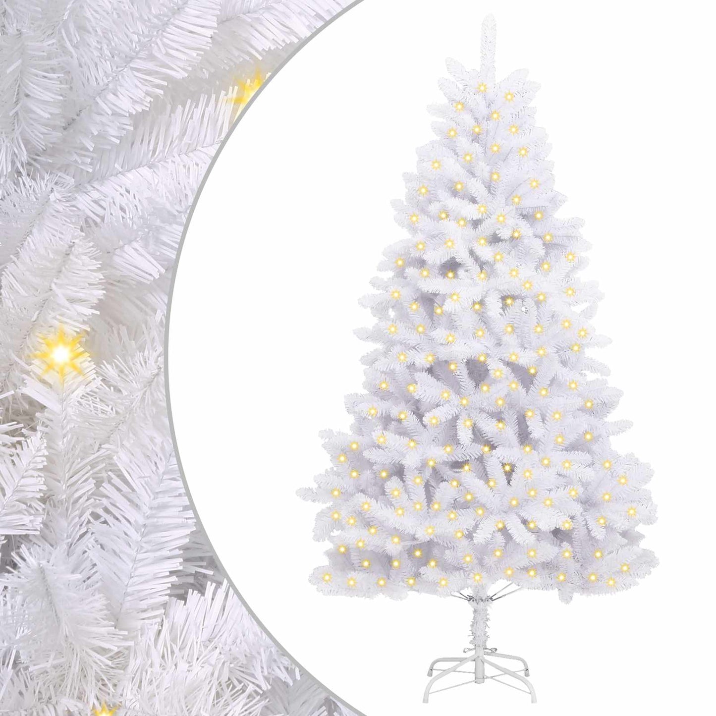 Kunstig juletre med 300 LED Hvit 240 cm PVC og metall
