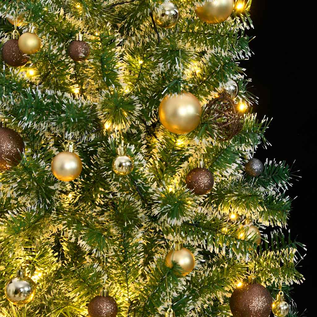 Kunstig juletre med 300 LED kulesett flokket snø 240 cm