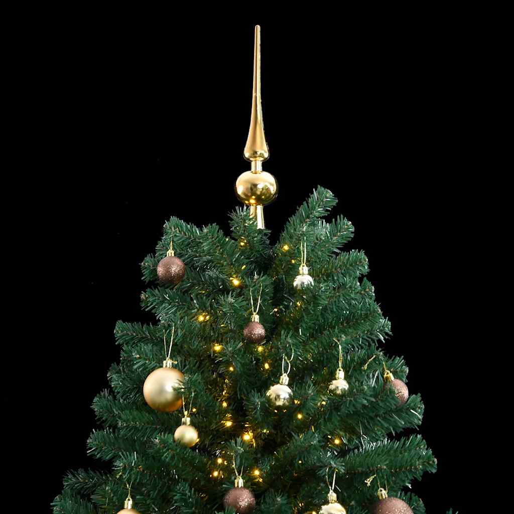 Kunstig hengslet juletre med 300 LED og kulesett 210 cm