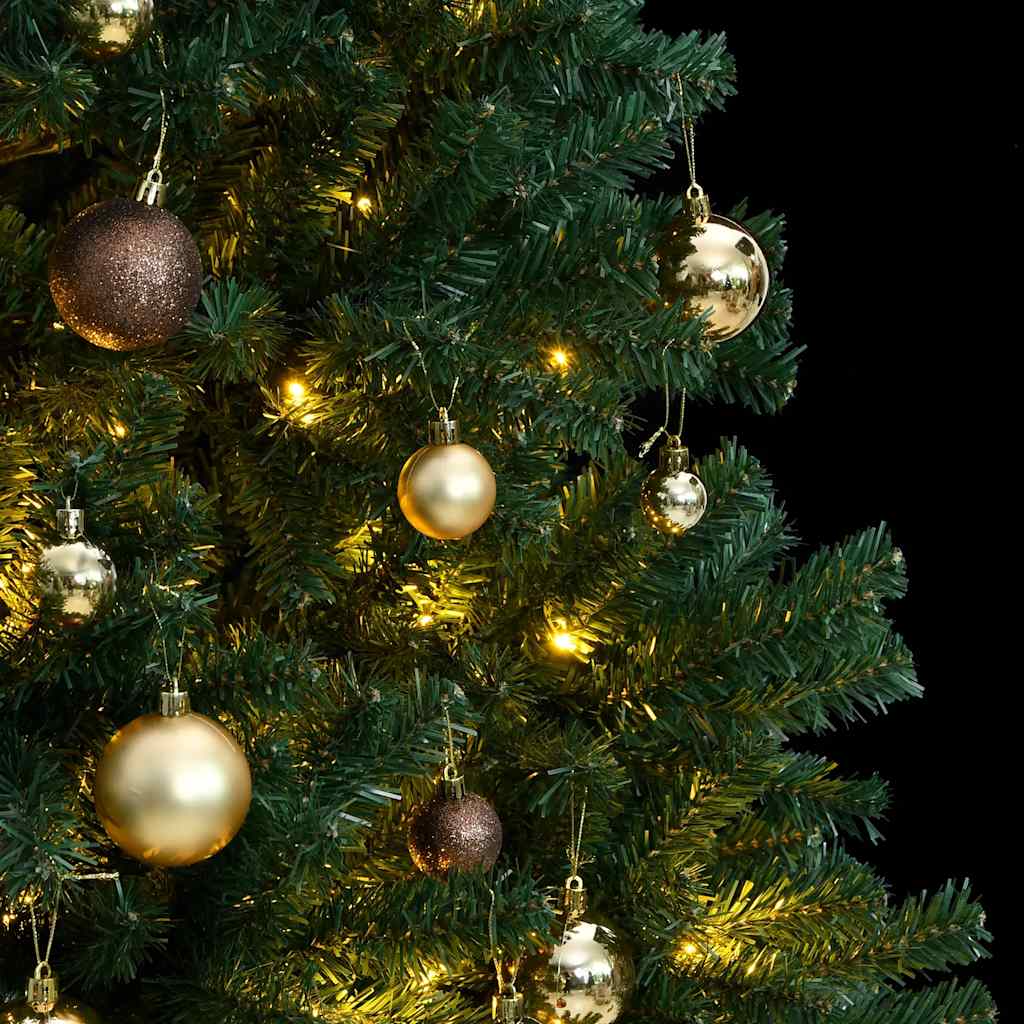 Kunstig hengslet juletre med 300 LED og kulesett 240 cm