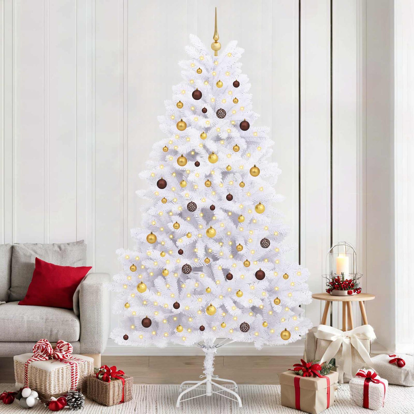 Kunstig juletre Hvit 120 x 120 x 240 cm PVC og metall