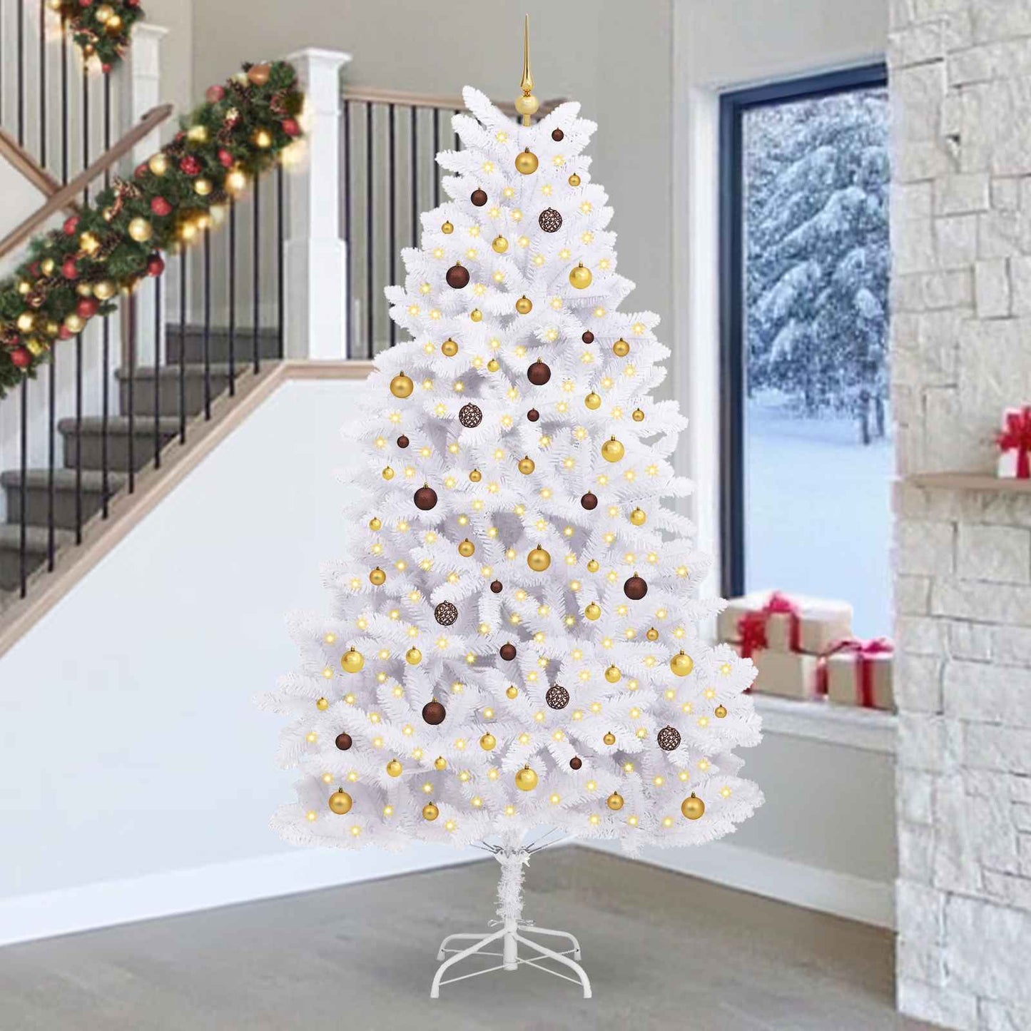 Kunstig juletre Hvit 128 x 128 x 270 cm PVC og metall