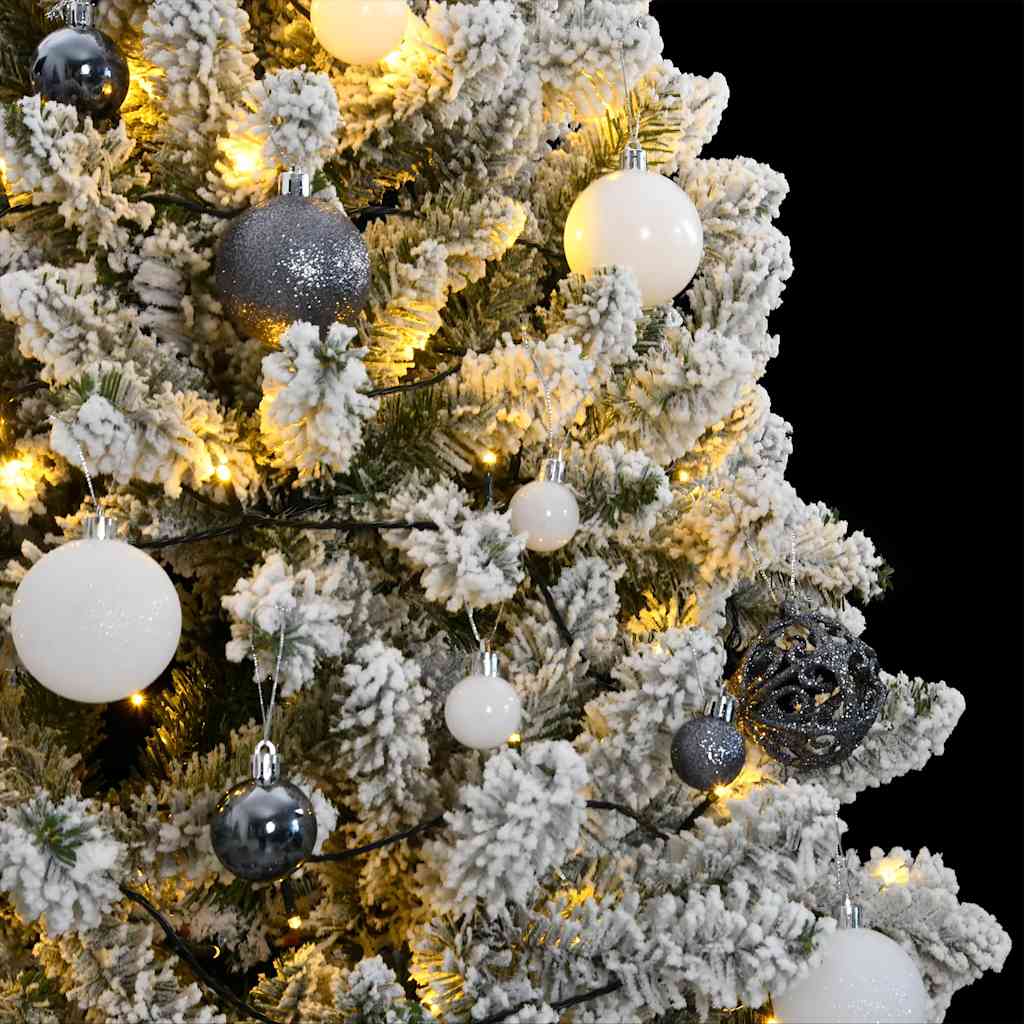 Kunstig hengslet juletre med 300 LED og kulesett 180 cm