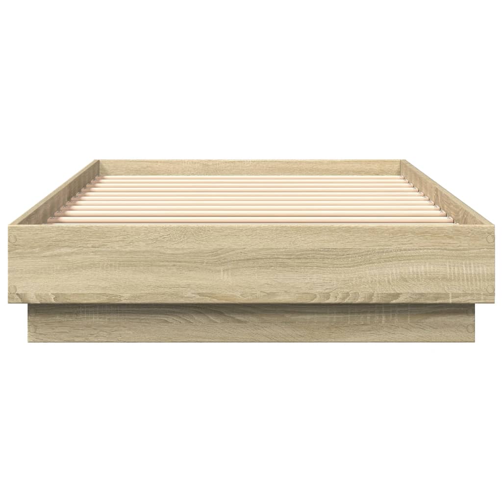 Sengeramme med LED-lys sonoma eik 100x200 cm