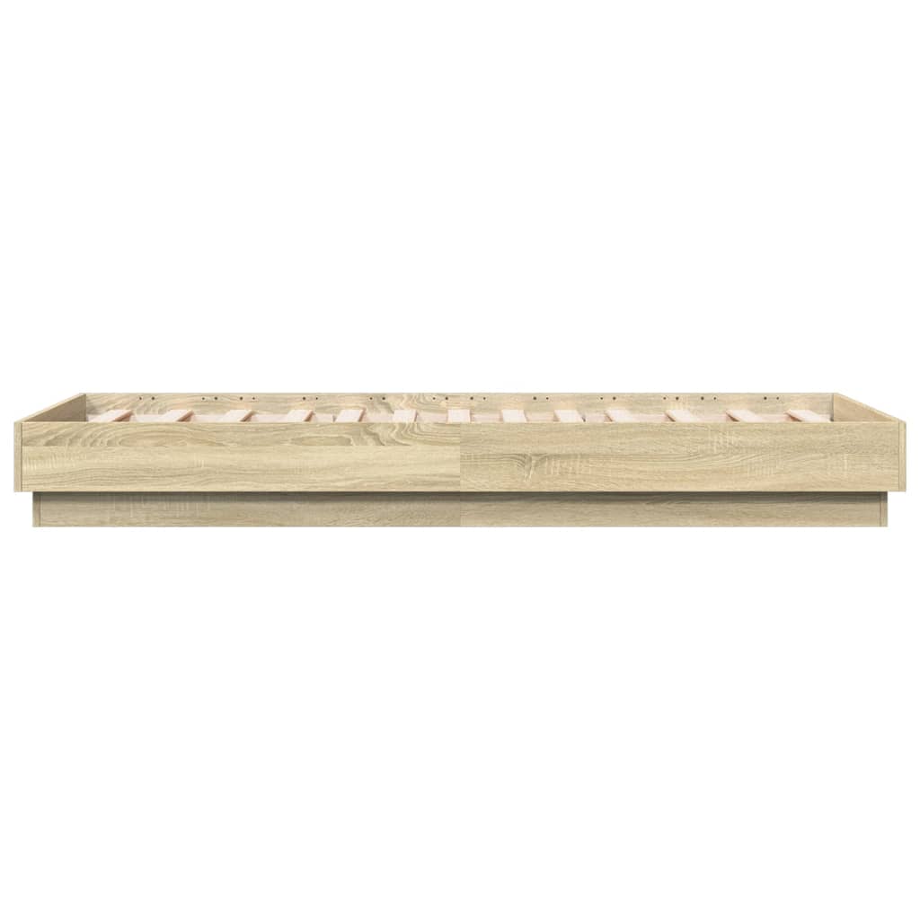 Sengeramme med LED-lys sonoma eik 90x190 cm