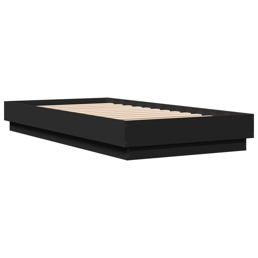 Sengeramme med LED-lys svart 75x190 cm