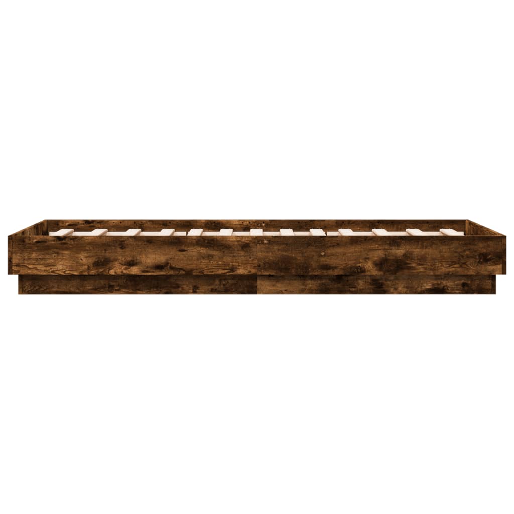 Sengeramme med LED-lys røkt eik 75x190 cm