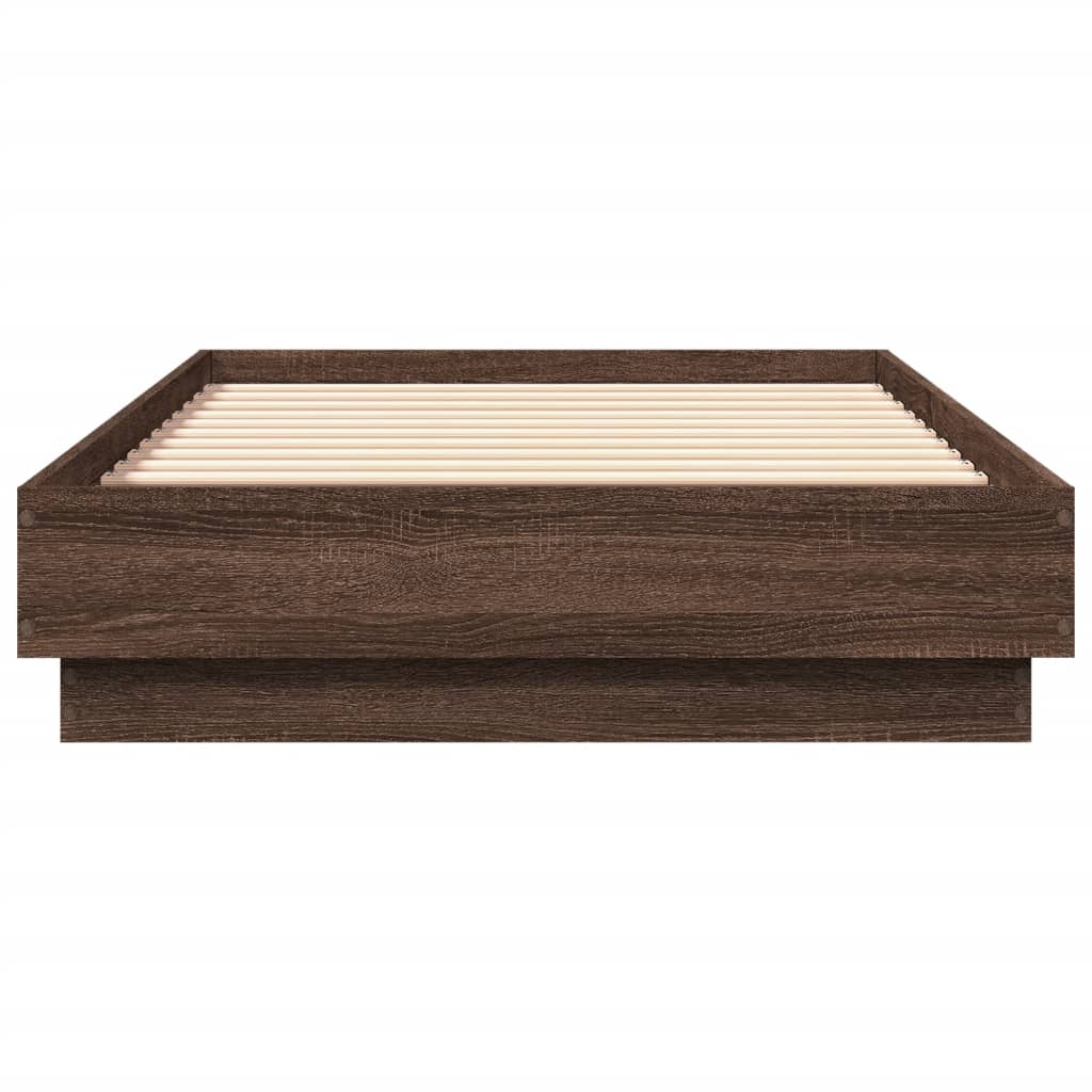 Sengeramme uten madrass brun eik 75x190 cm konstruert tre
