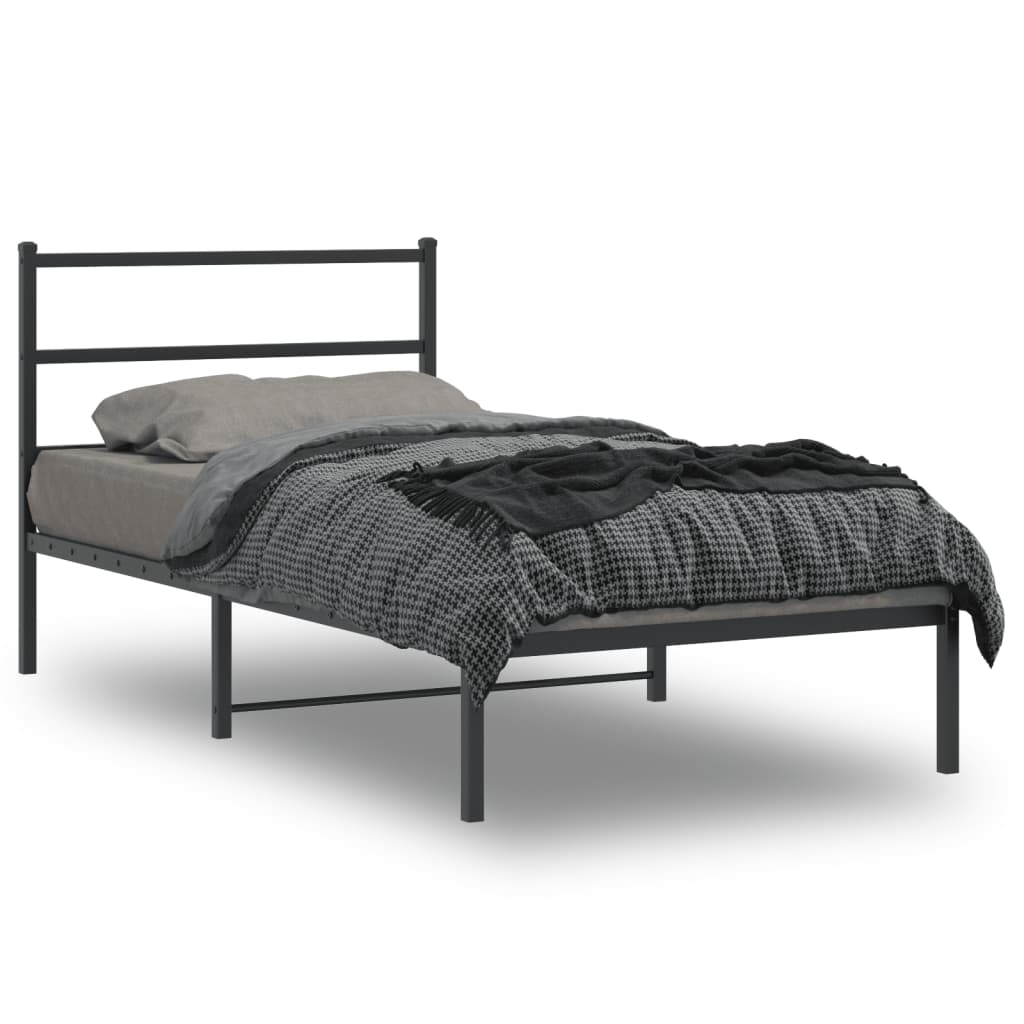 Sengeramme i metall med hodegavl svart 107x203 cm vidaXL