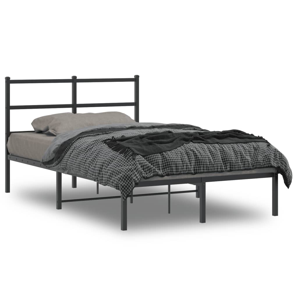Sengeramme i metall med hodegavl svart 120x190 cm