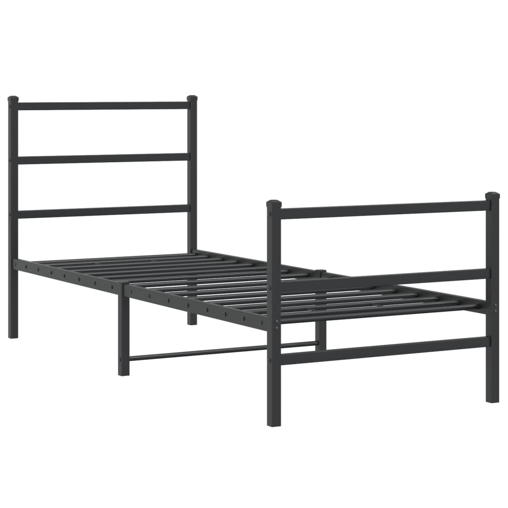 Sengeramme i metall med hode- og fotgavl svart 80x200 cm