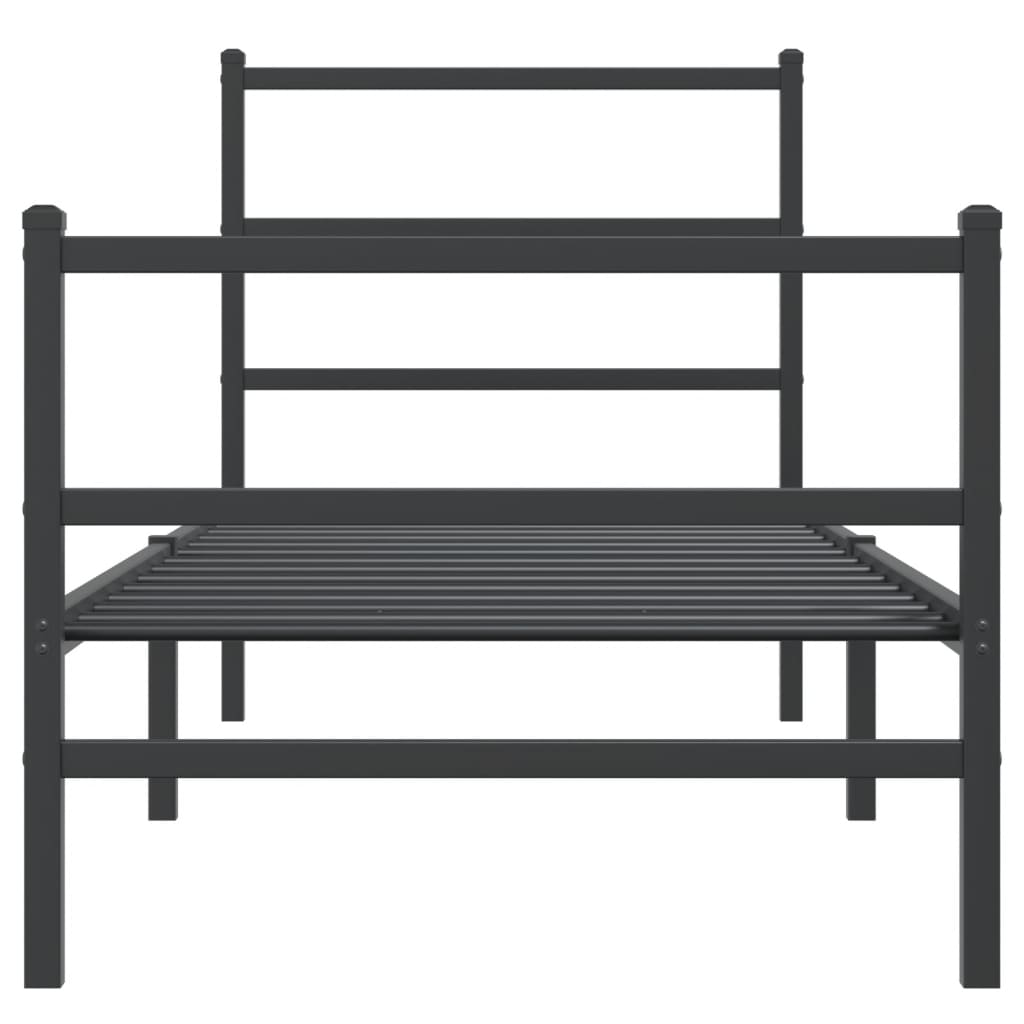 Sengeramme i metall med hode- og fotgavl svart 80x200 cm
