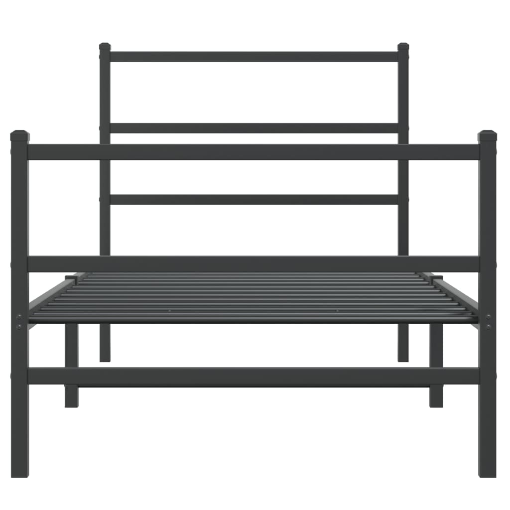 Sengeramme i metall med hode- og fotgavl svart 90x200 cm vidaXL