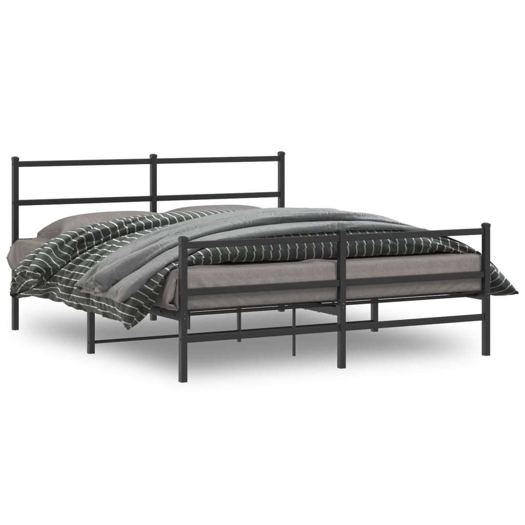 Sengeramme i metall med hode- og fotgavl svart 160x200 cm vidaXL