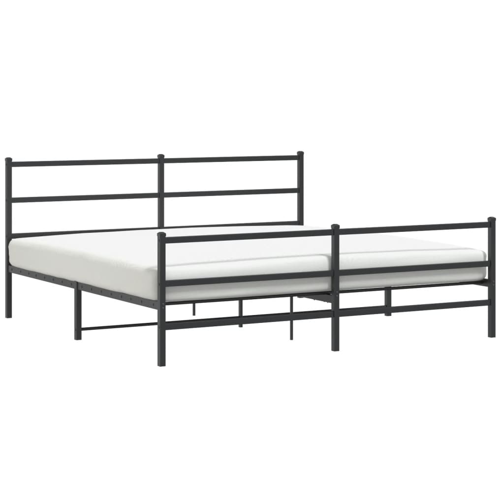 Sengeramme i metall med hode- og fotgavl svart 200x200 cm vidaXL