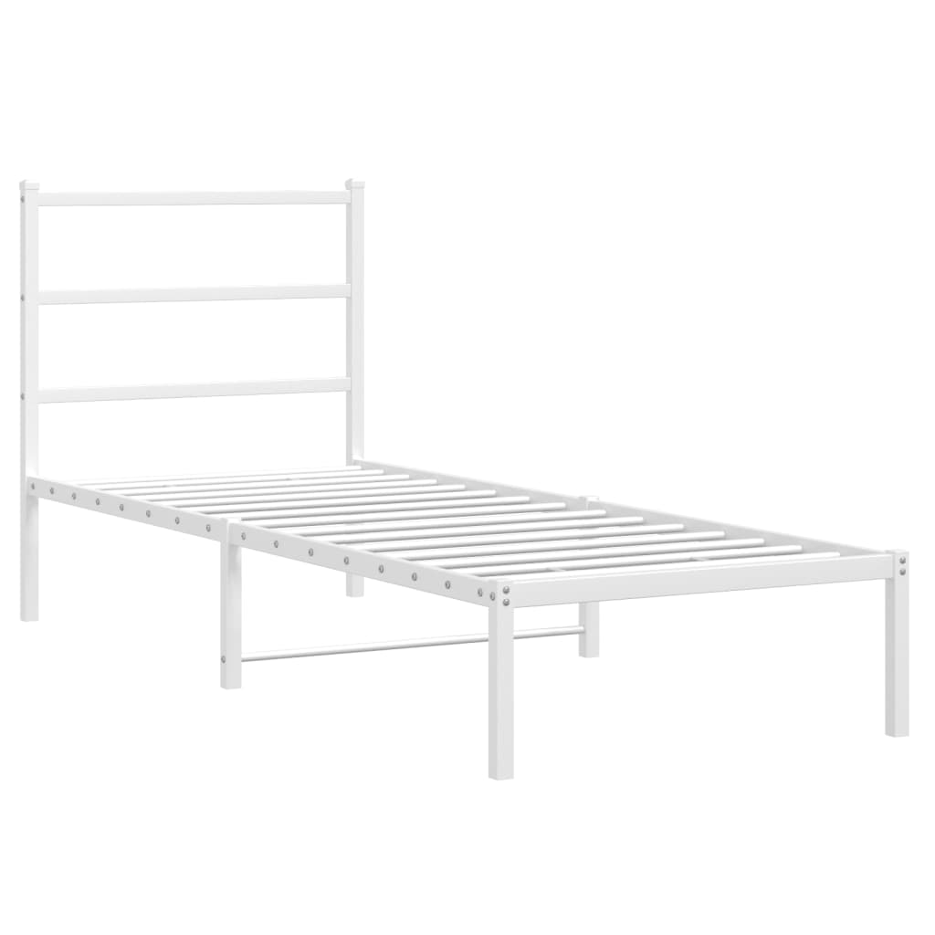 Sengeramme i metall uten madrass med hodegavl hvit 75x190 cm vidaXL