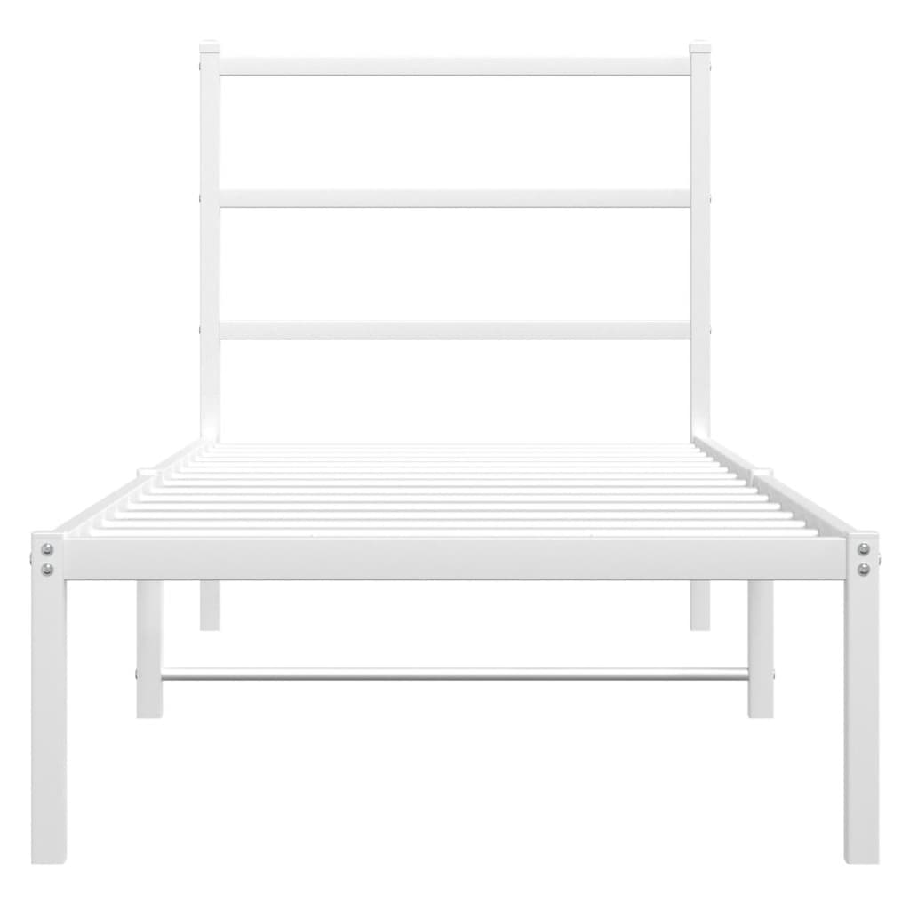 Sengeramme i metall uten madrass med hodegavl hvit 75x190 cm vidaXL