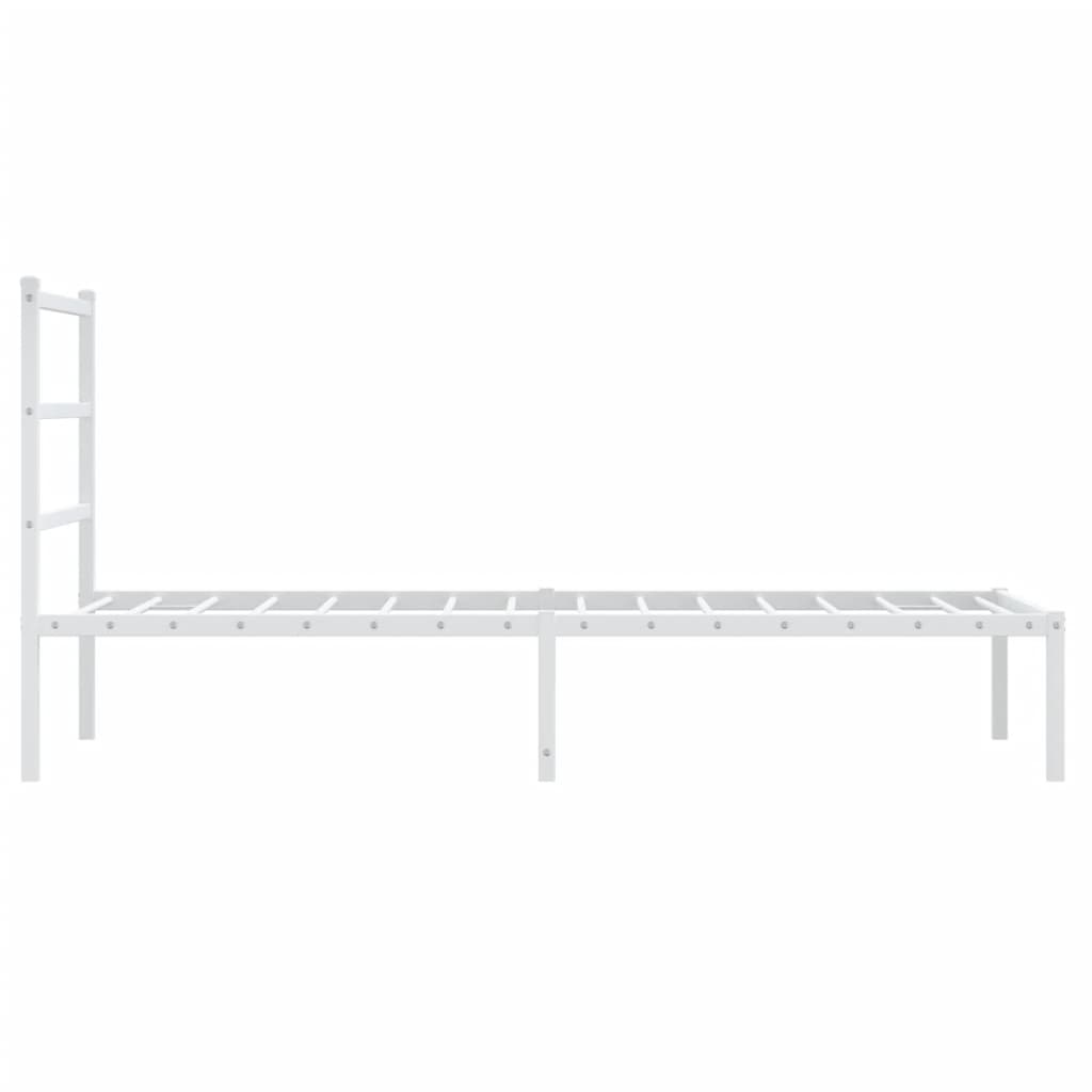 Sengeramme i metall med hodegavl hvit 90x200 cm vidaXL