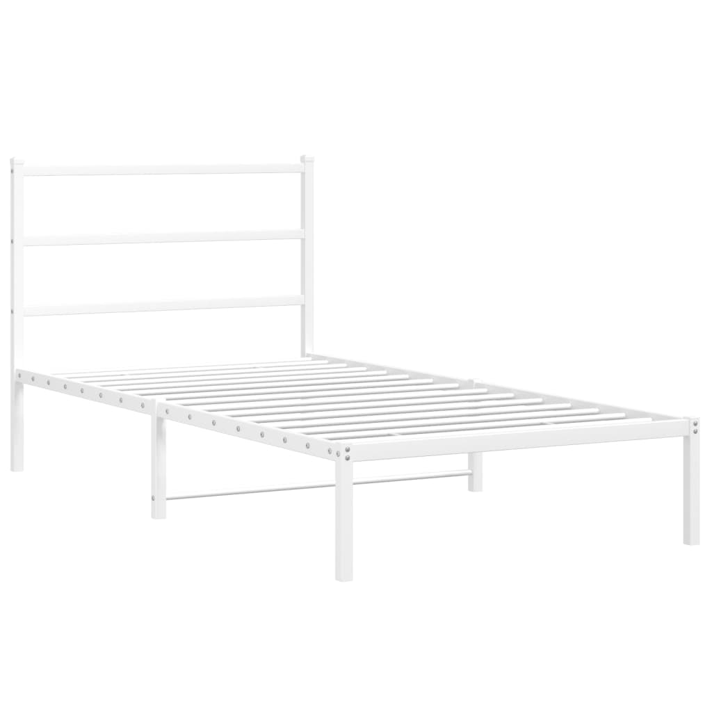 Sengeramme i metall med hodegavl hvit 100x190 cm vidaXL