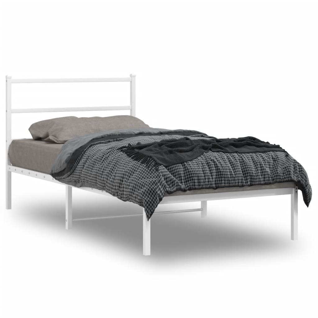 Sengeramme i metall med hodegavl hvit 100x190 cm vidaXL