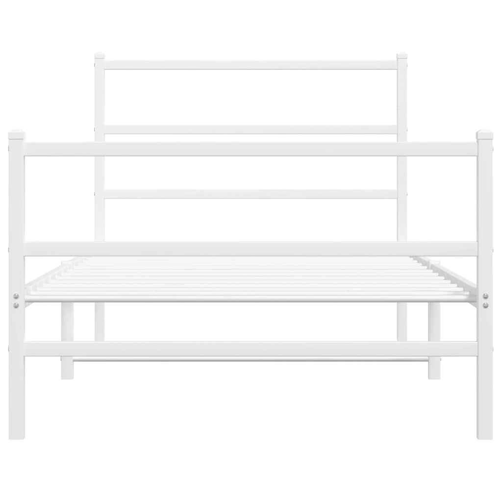 Sengeramme i metall med hode- og fotgavl hvit 100x200 cm