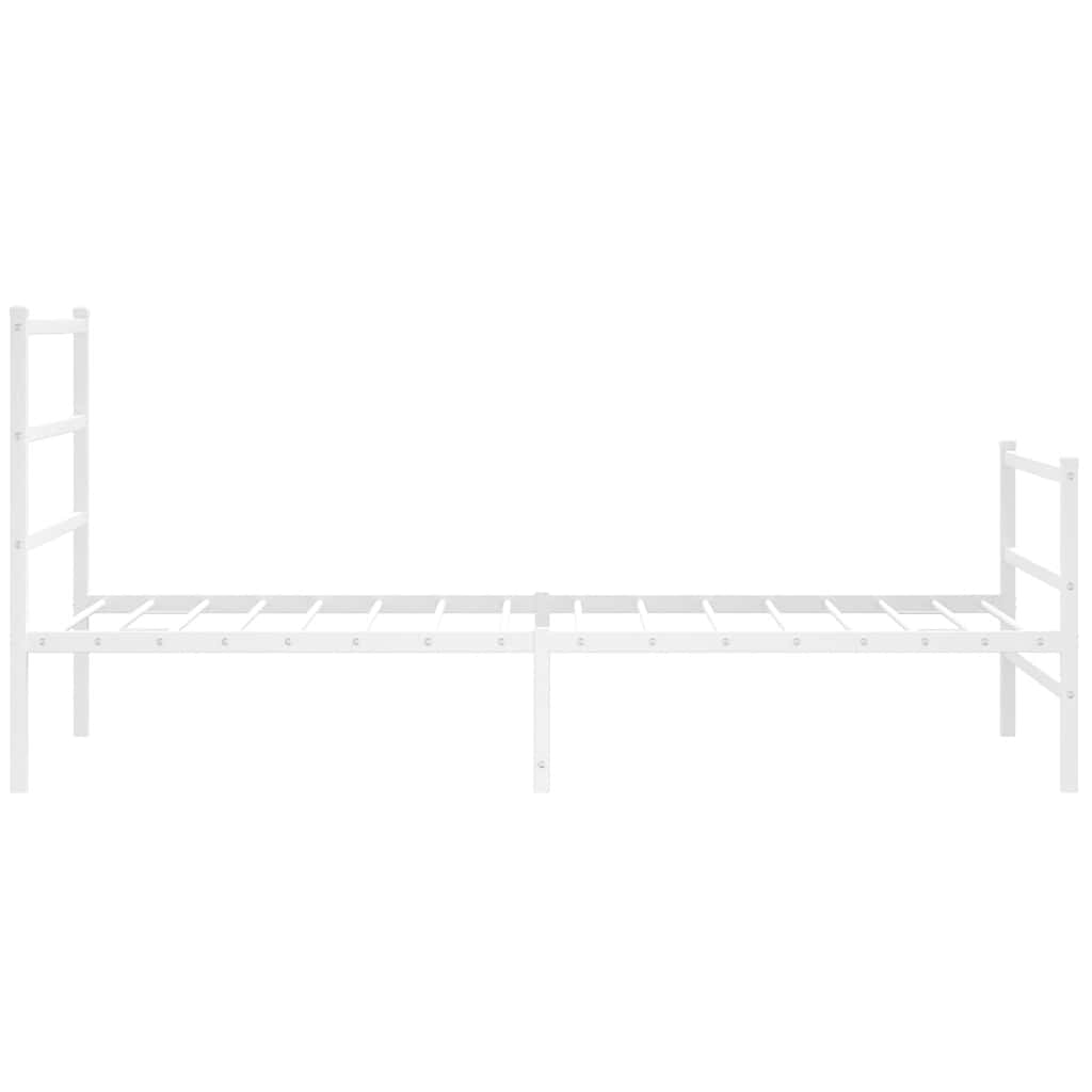 Sengeramme i metall med hode- og fotgavl hvit 100x200 cm