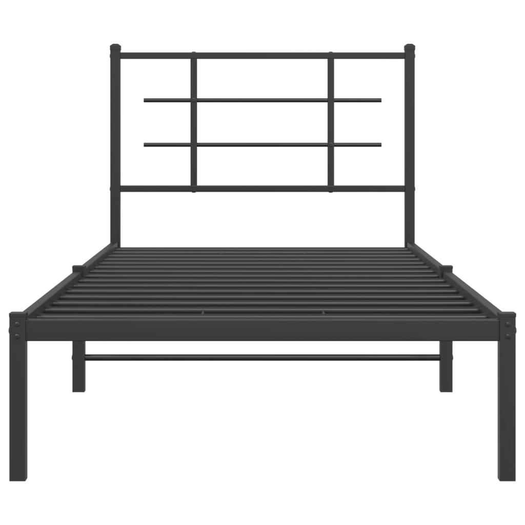 Sengeramme i metall med hodegavl svart 90x200 cm