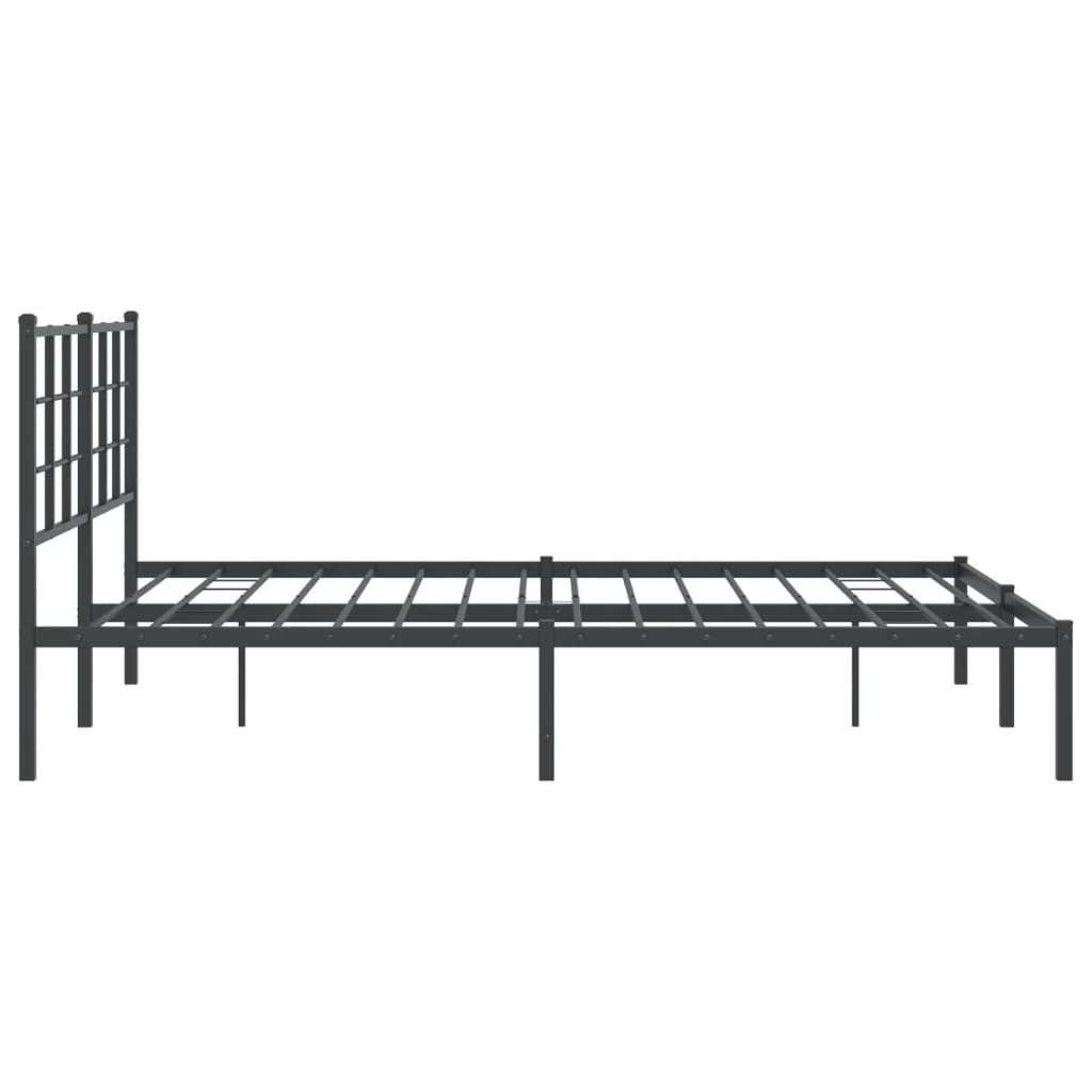Sengeramme i metall med sengegavl svart 150x200 cm