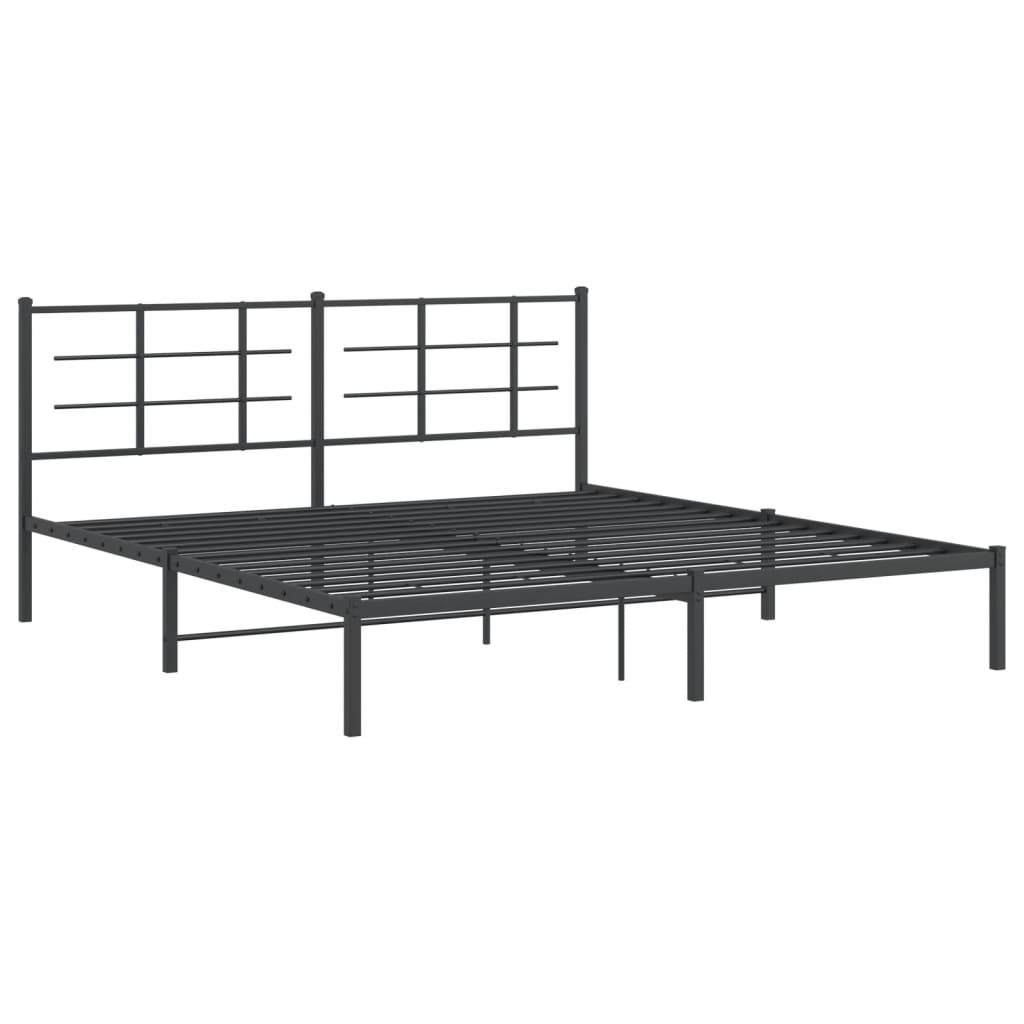 Sengeramme i metall med sengegavl svart 183x213 cm