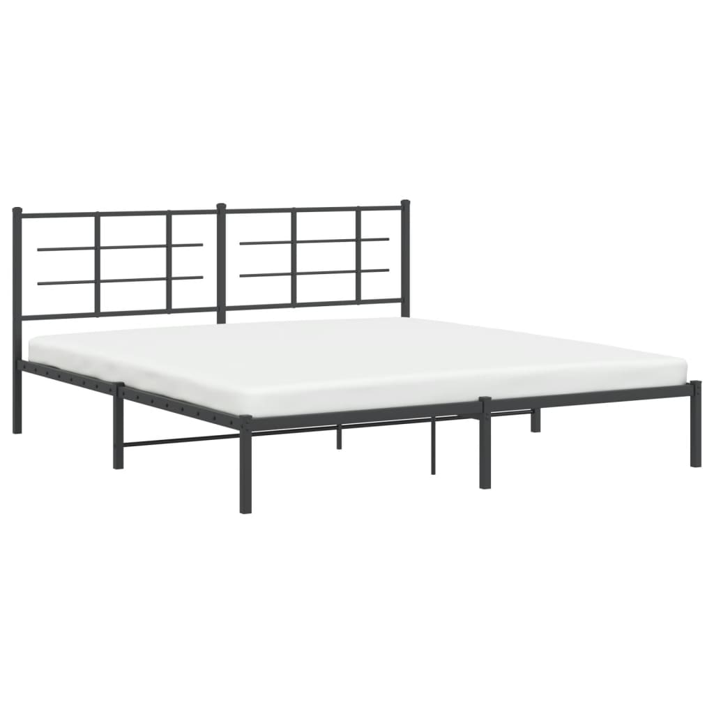Sengeramme i metall med sengegavl svart 183x213 cm