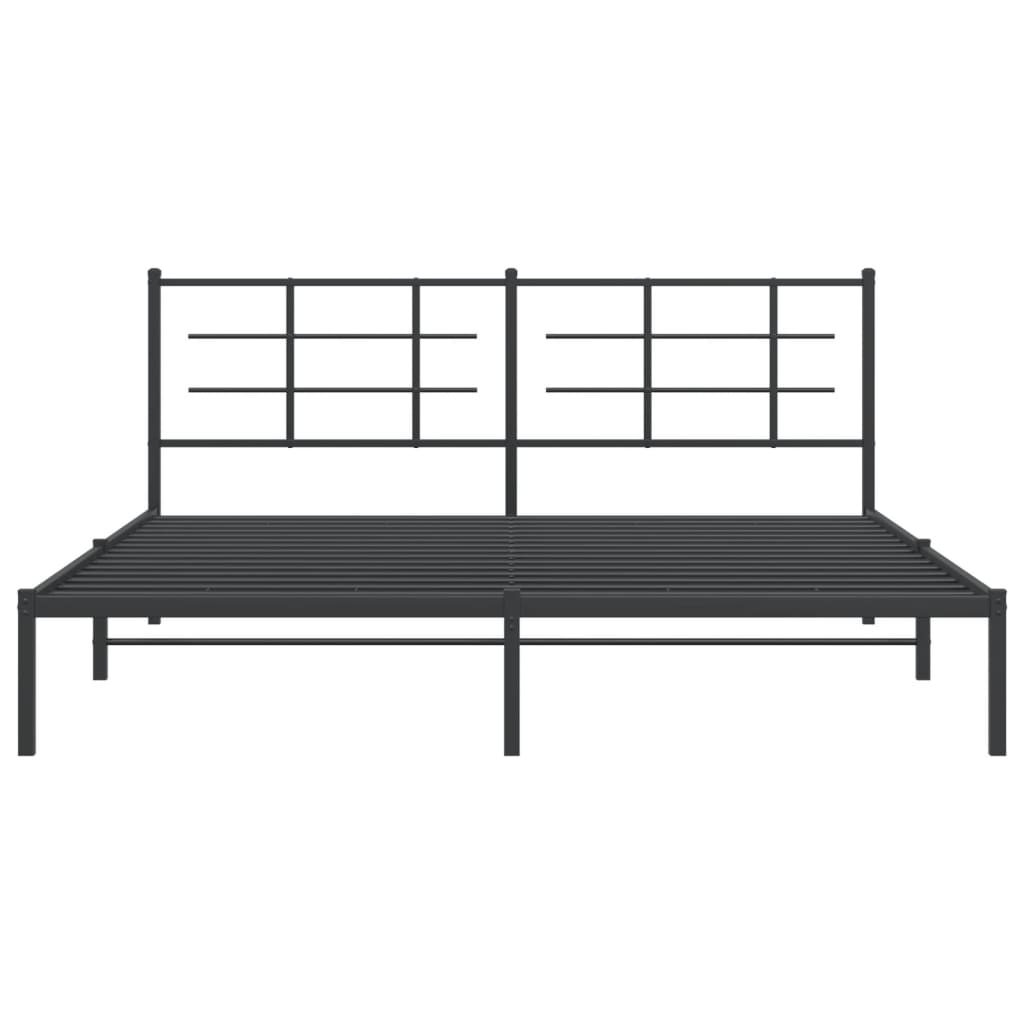 Sengeramme i metall med sengegavl svart 183x213 cm