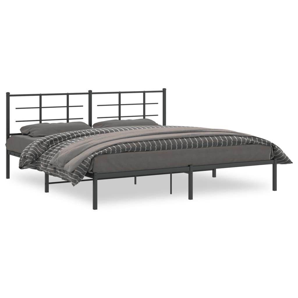 Sengeramme i metall med sengegavl svart 193x203 cm
