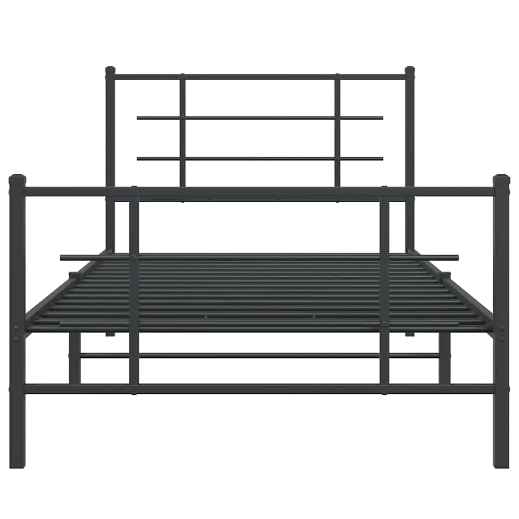 Sengeramme i metall med hode- og fotgavl svart 100x200 cm