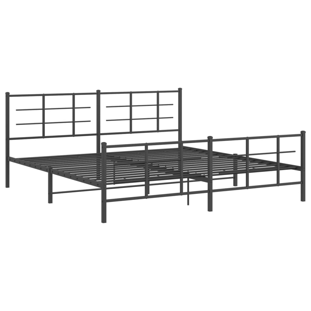 Sengeramme i metall med hode- og fotgavl svart 193x203 cm