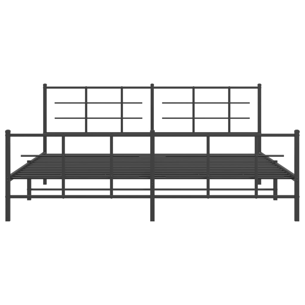 Sengeramme i metall med hode- og fotgavl svart 193x203 cm