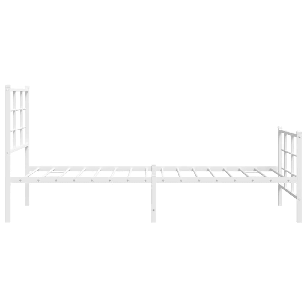 Sengeramme i metall med hode- og fotgavl hvit 75x190 cm