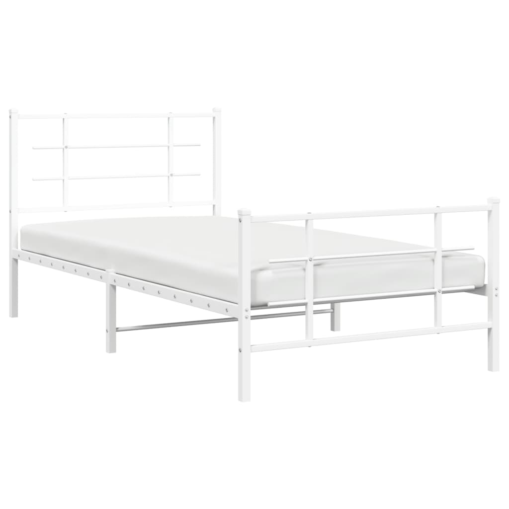 Sengeramme i metall med hode- og fotgavl hvit 107x203 cm