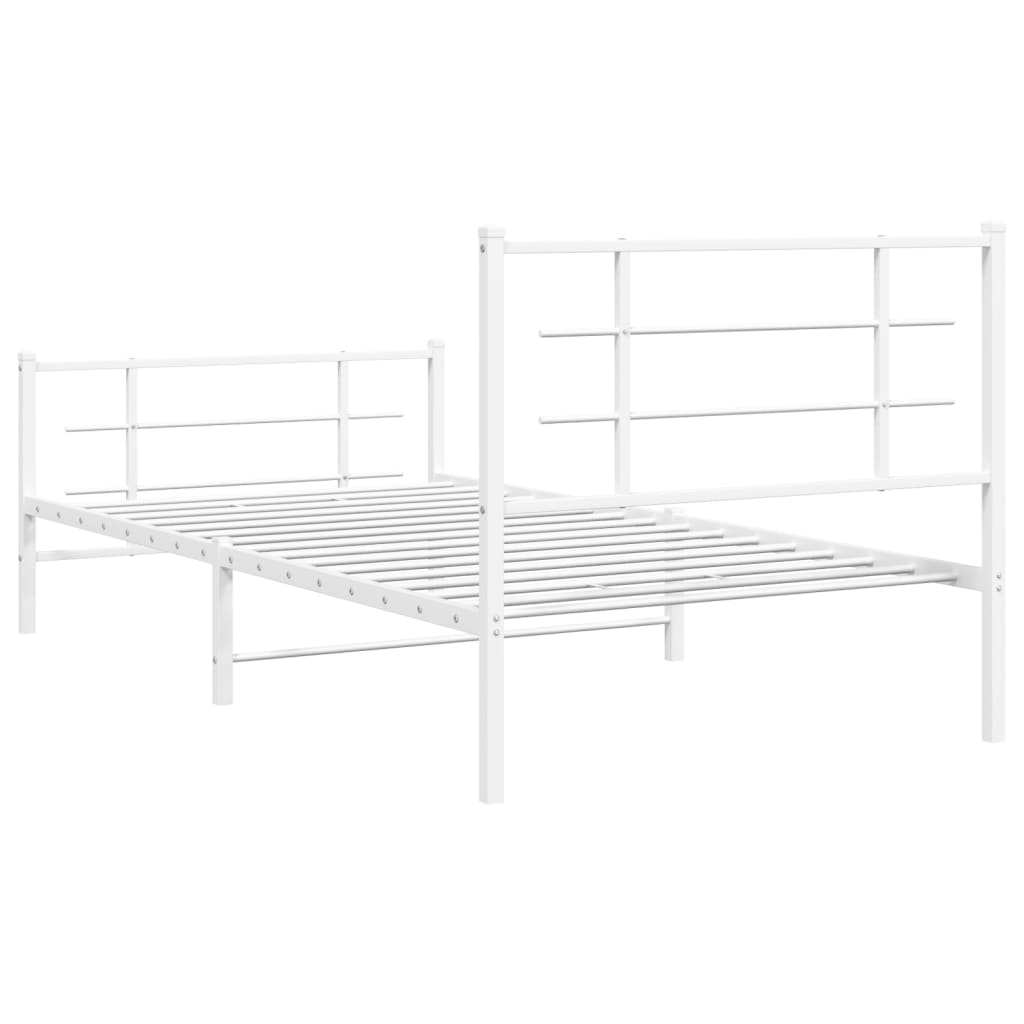 Sengeramme i metall med hode- og fotgavl hvit 107x203 cm