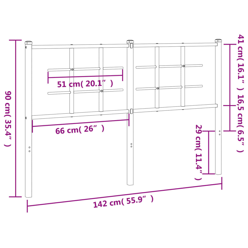 Utskiftbar sengegavl i metall hvit 135 cm
