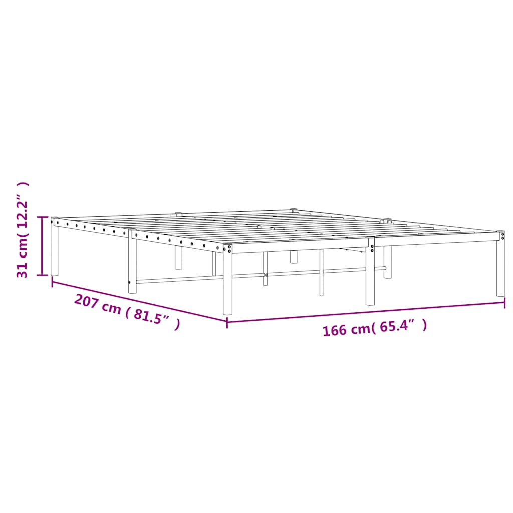 Sengeramme i metall svart 160x200 cm vidaXL