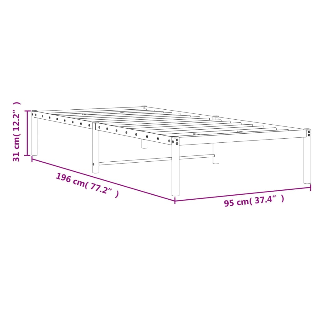 Sengeramme i metall hvit 90x190 cm