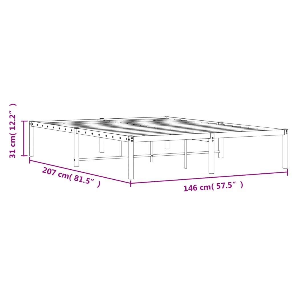 Sengeramme i metall hvit 140x200 cm