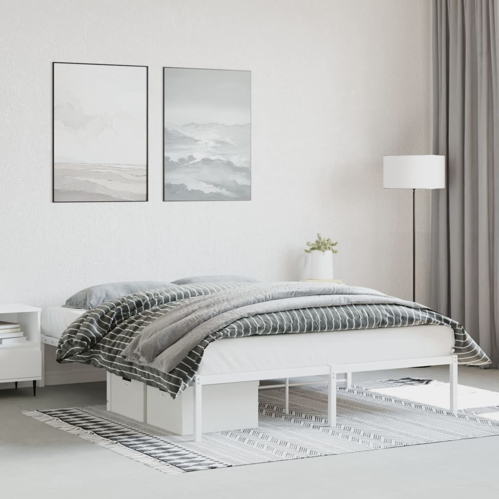 Sengeramme i metall hvit 160x200 cm vidaXL