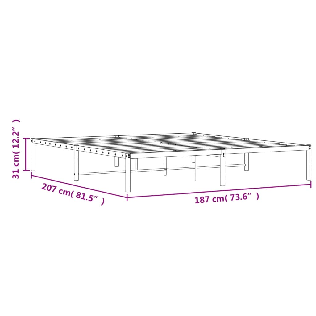 Sengeramme i metall hvit 180x200 cm vidaXL