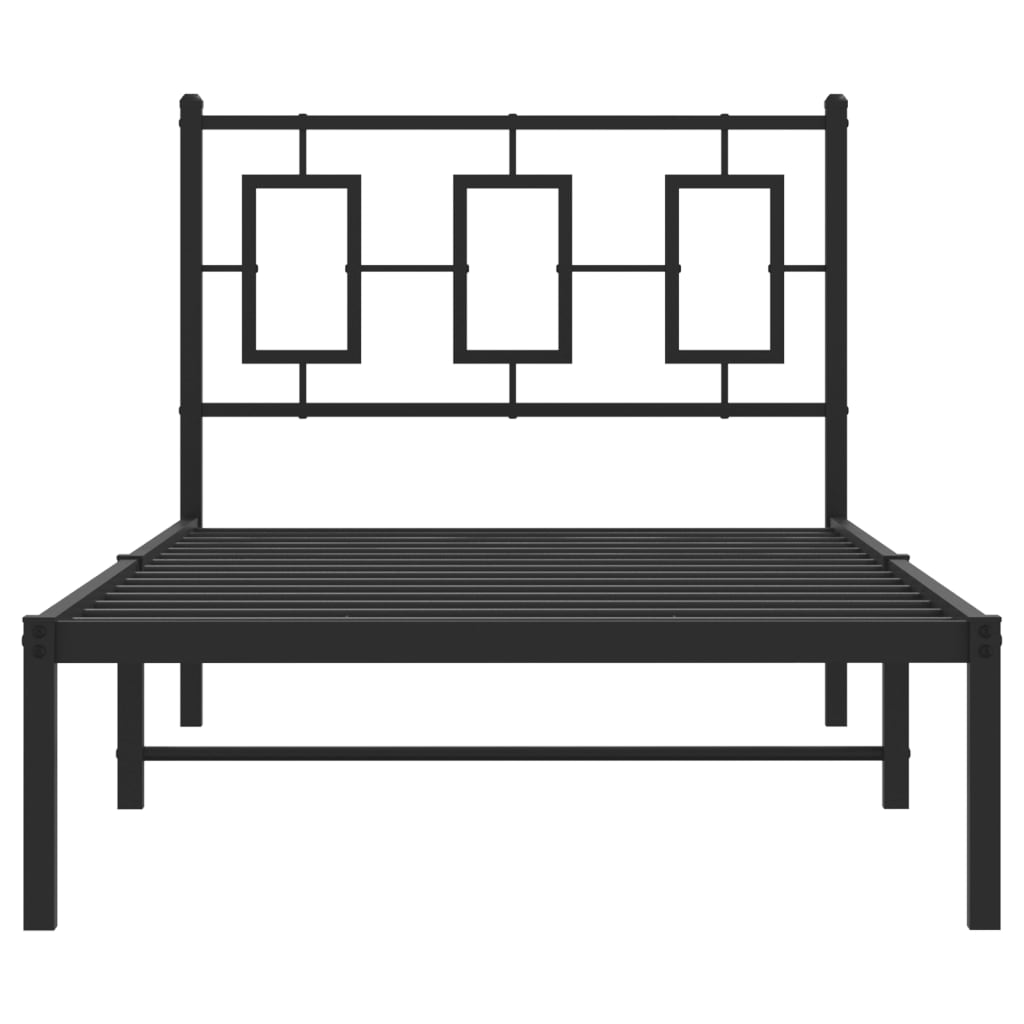 Sengeramme i metall med hodegavl svart 90x190 cm