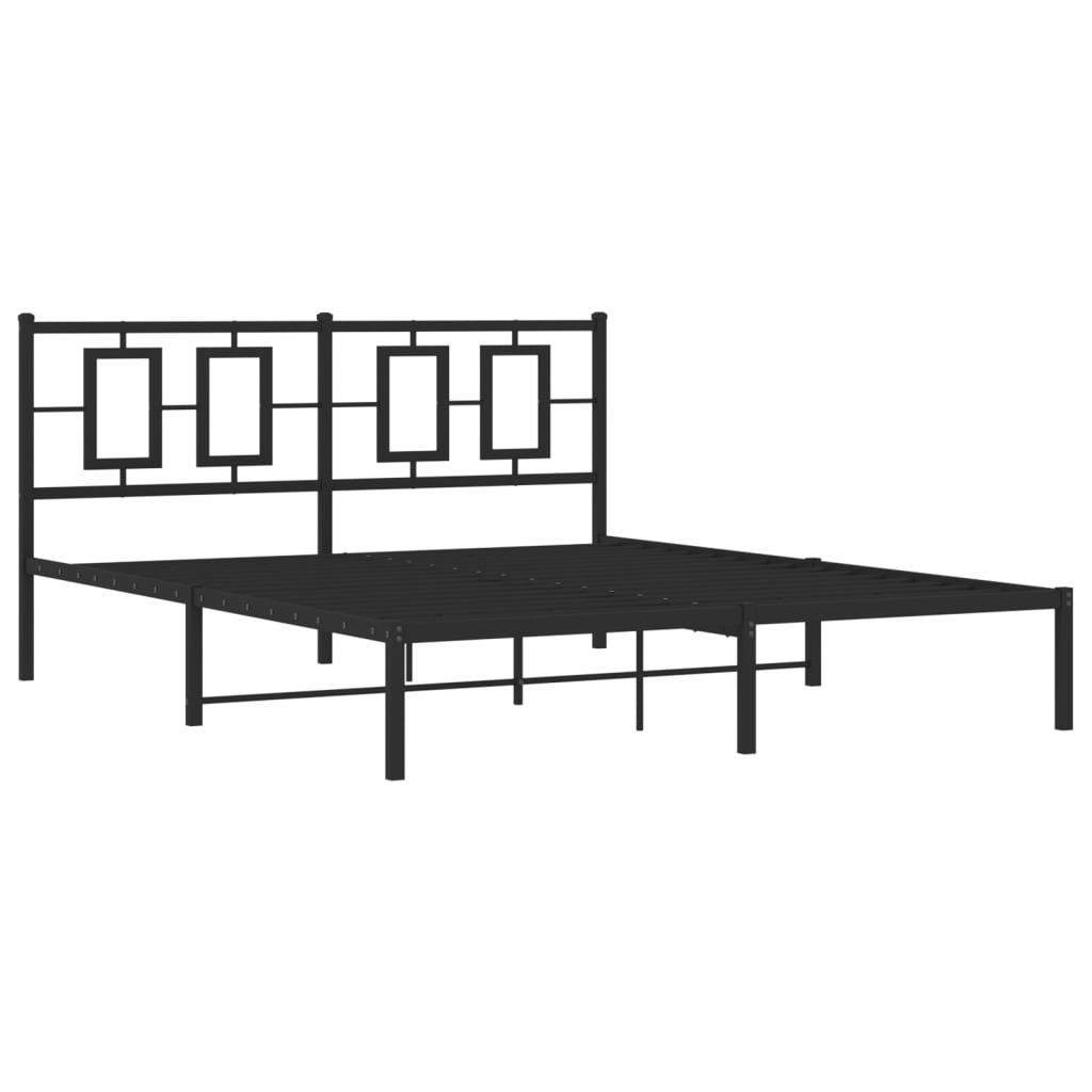 Sengeramme i metall med sengegavl svart 150x200 cm
