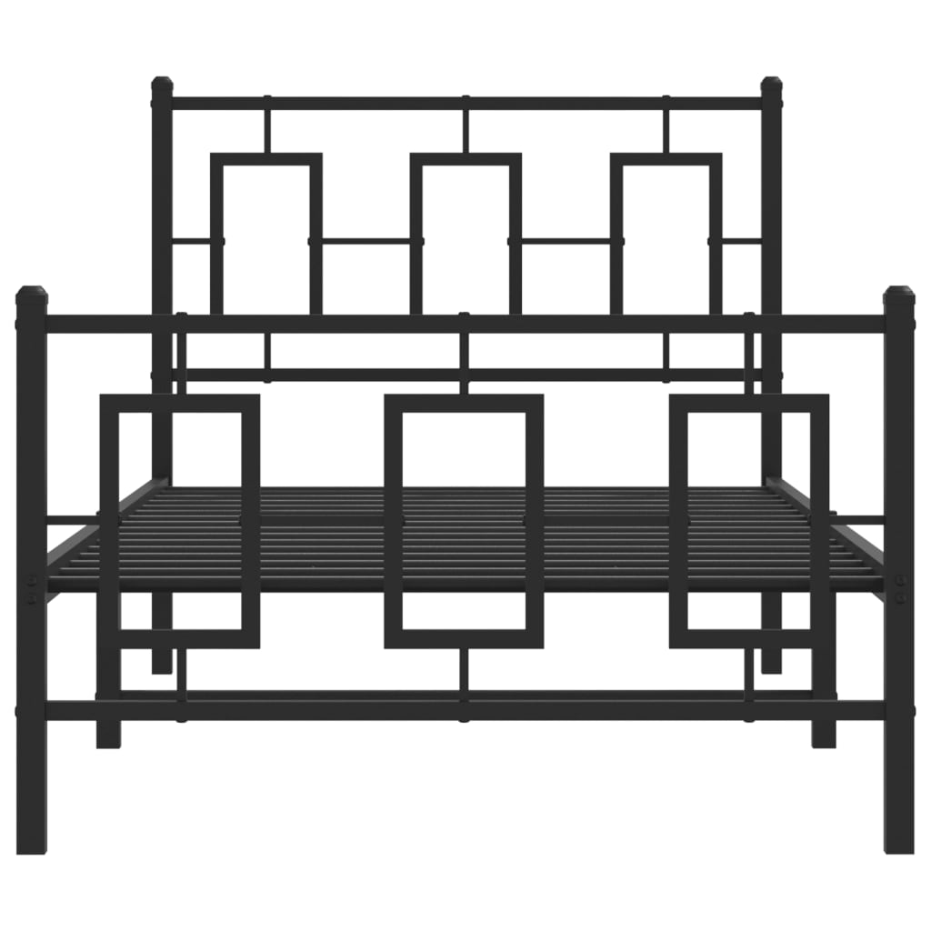 Sengeramme i metall med hode- og fotgavl svart 90x200 cm